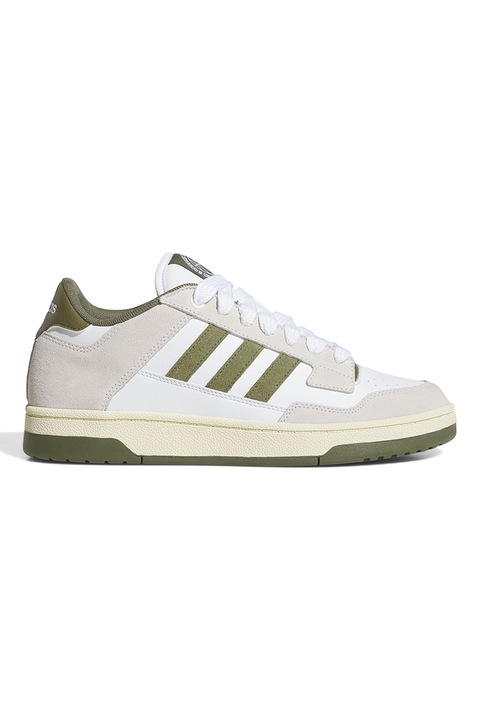 adidas Sportswear, Pantofi sport cu garnituri din piele intoarsa Rapid Court, Alb/Verde masliniu