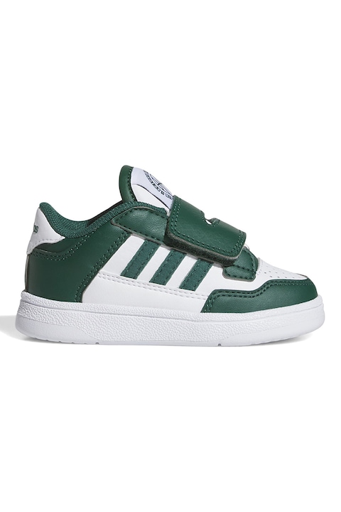 adidas Sportswear, Pantofi sport din piele ecologica cu inchidere velcro Rapid Court, Alb/Verde