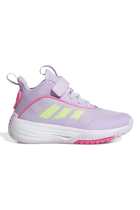 adidas Sportswear, Баксетболни обувки Own The Game 3.0 с велкро, Лилав/Лайм зелено