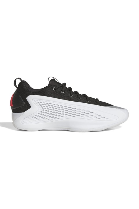 adidas Performance, Pantofi din plasa pentru baschet, Alb/Negru/Gri deschis