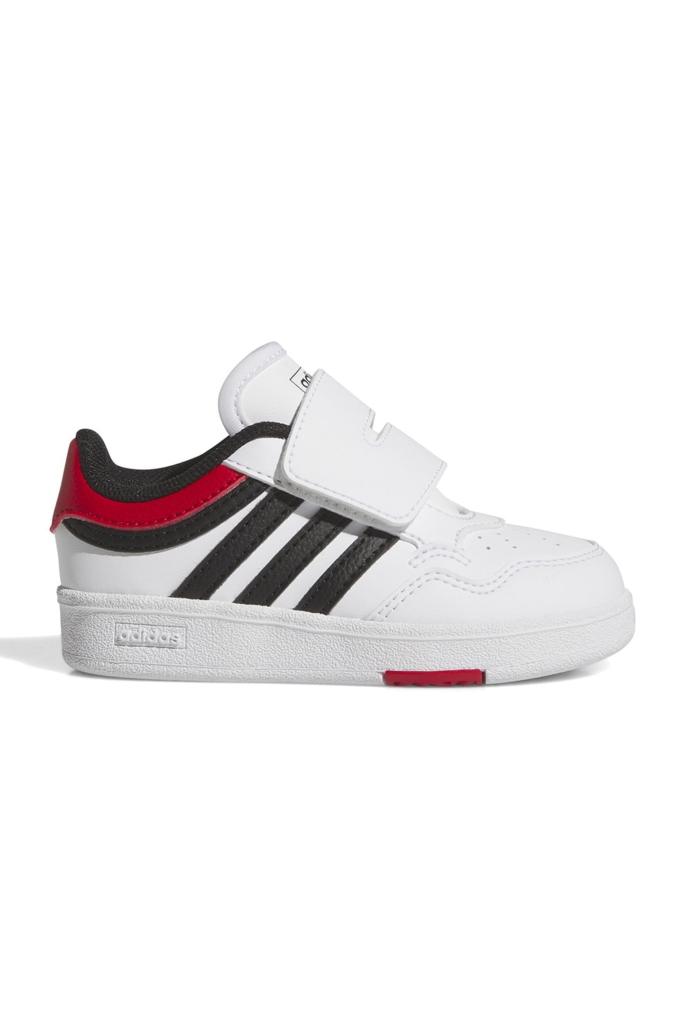 adidas Sportswear, Pantofi sport de piele ecologica cu velcro Hoops 4.0, Negru, Alb optic, Rosu vermillion, 27 EU