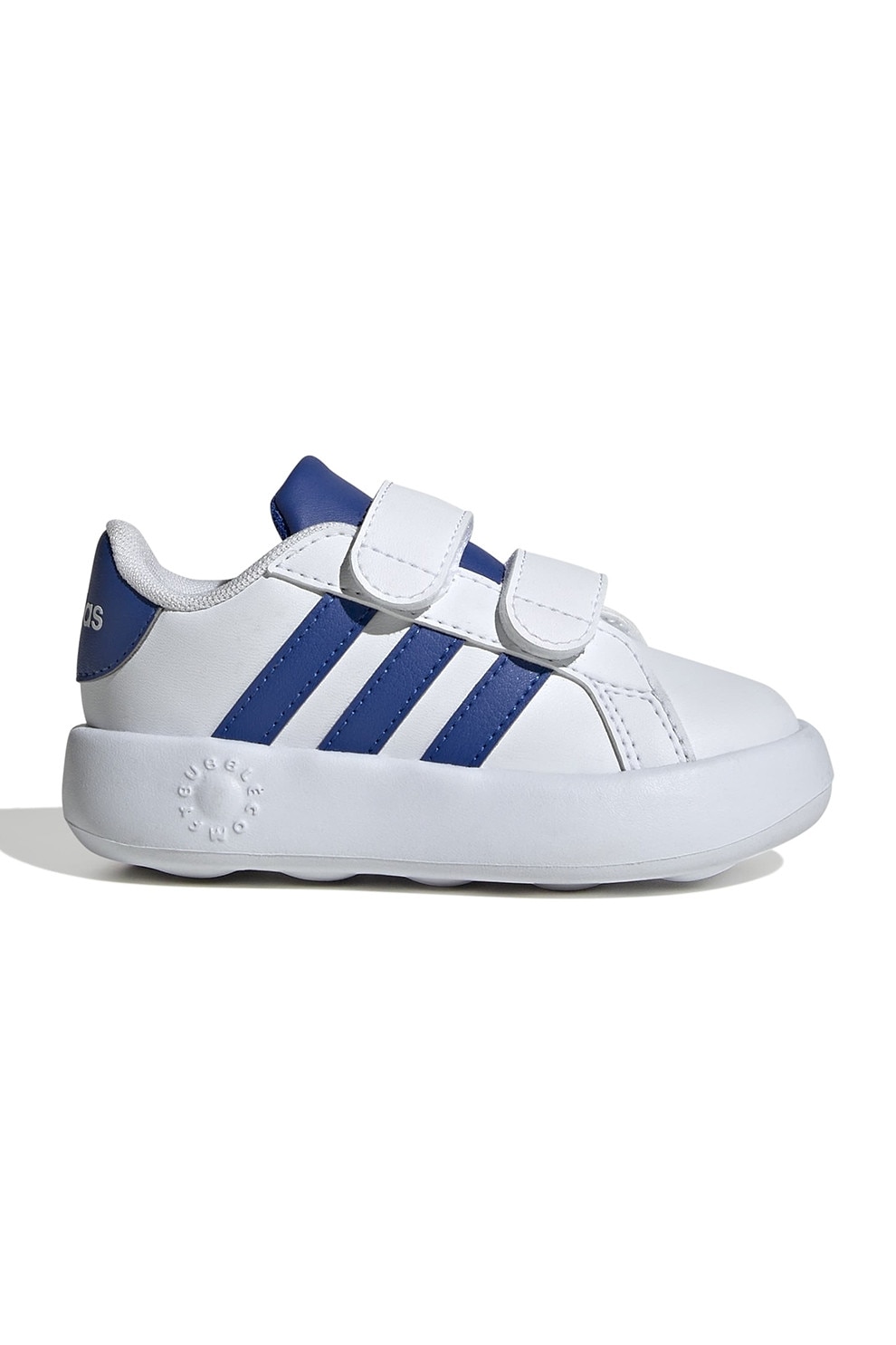 adidas Sportswear, Pantofi sport din piele ecologica cu velcro Grand Court 2.0, Albastru royal, Alb optic, 26.5 EU