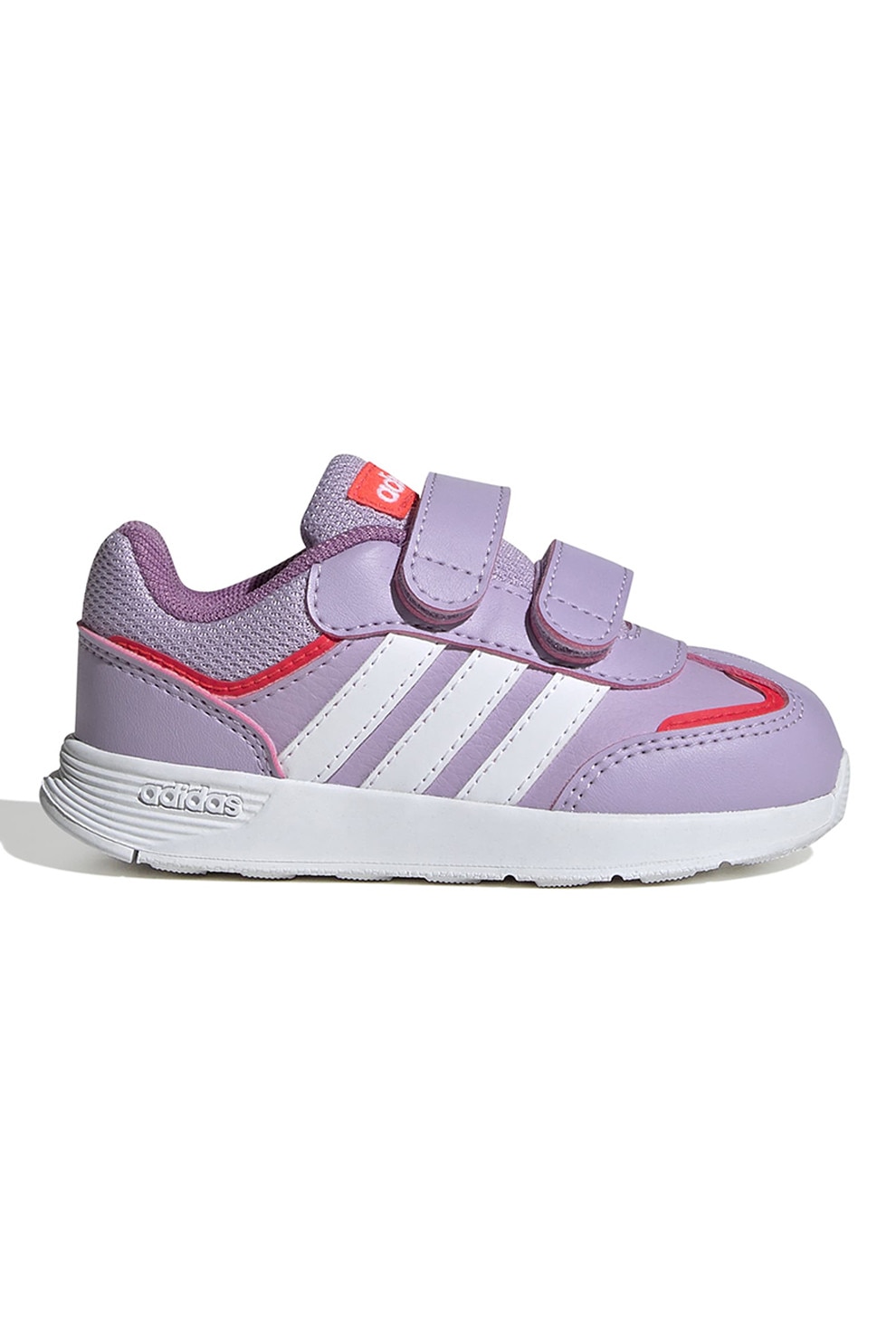 adidas Sportswear, Pantofi sport de piele ecologica cu velcro Tensaur, Alb, Lila, 25 EU