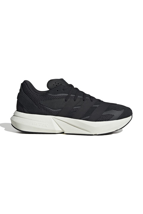 adidas Sportswear, Pantofi sport Lightblaze cu insertii de piele intoarsa, Gri/Negru stins