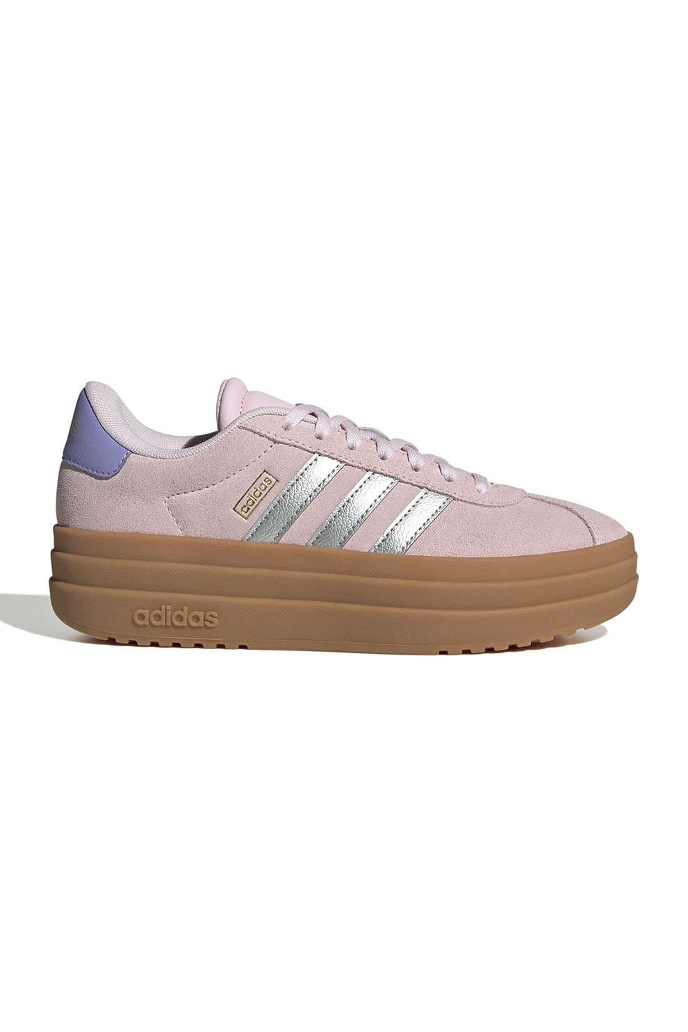 adidas Sportswear, Pantofi sport Court Bold din piele intoarsa cu talpa flatform, Roz pastel, Argintiu, 35.5 EU