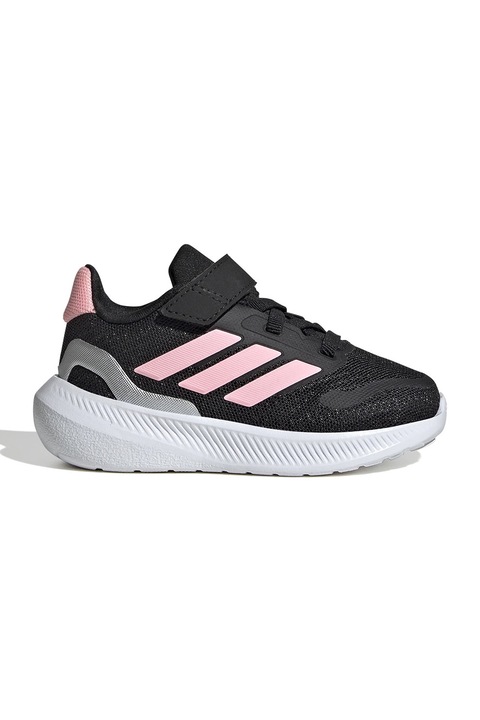 adidas Sportswear, Pantofi sport Run Falcon 5 din material textil cu velcro, Negru/Roz pastel