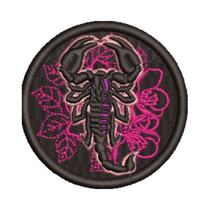 Petic brodat Scorpion, 70.37 mm, aplicabil pe textil