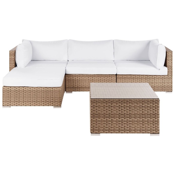 Set coltar pentru gradina cu 4 locuri Sano Dreapta Modular Ratan sintetic Natural