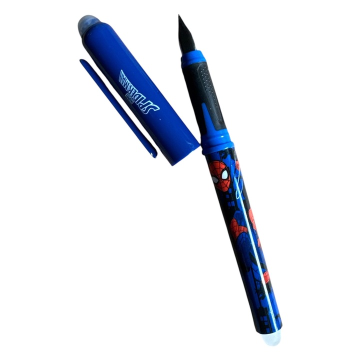 Stilou cu cerneala termosensibila si radiera Spiderman