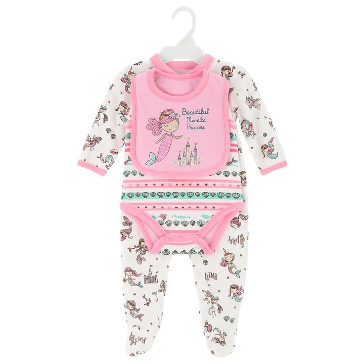 Compleu 3 piese, set fetita, multicolor, 6 luni, 68 CM