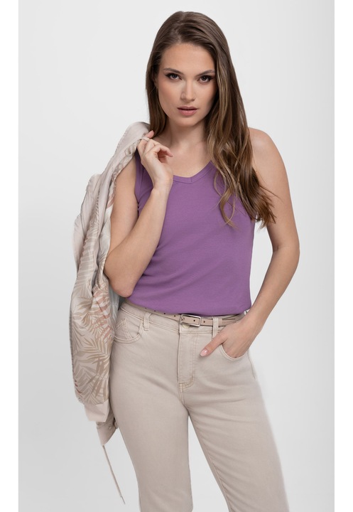 Top Volcano T-Ida pentru femei, violet cu nervuri, slim-fit, Violet