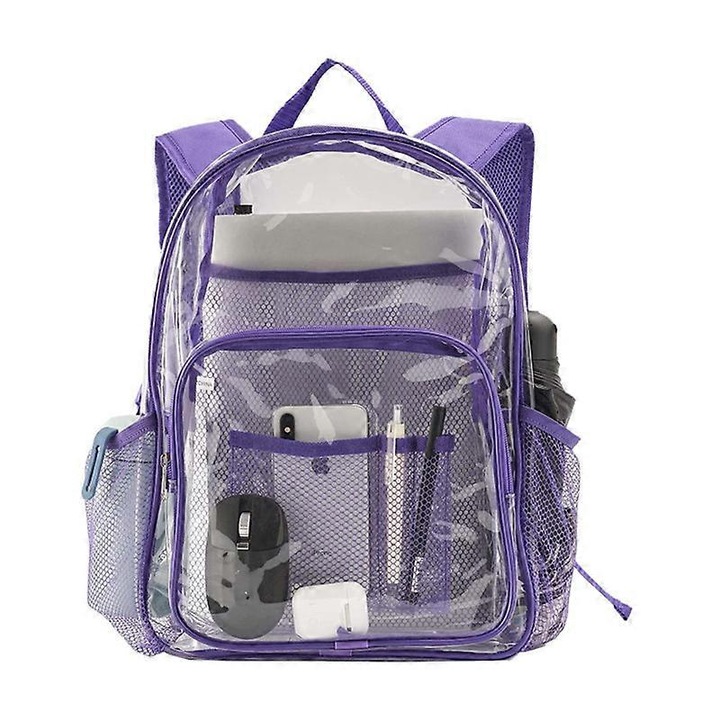 Rucsac Benobby Kids, rezistent, transparent, pentru colegiu, concerte, sport, calatorii si uz zilnic (violet), marime mare