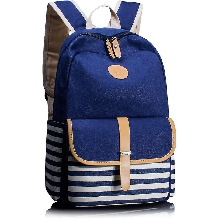 Rucsac scolar Benobby pentru fete, geanta de calatorie cu buzunare laterale, albastru