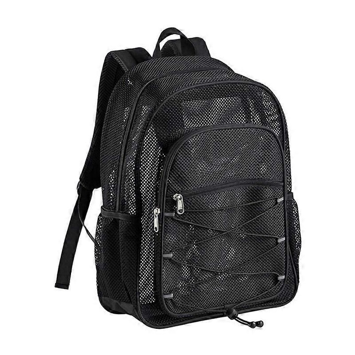 Rucsac Benobby Kids din plasa rezistenta, rucsac transparent pentru facultate, ghiozdan scolar din plasa translucida cu bretele elastice si confortabile, pentru naveta, Sw