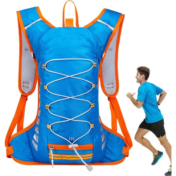 Rucsac de drumetie Benobby pentru copii cu rezervor de apa, geanta de bicicleta cu capacitate mare, geanta de sala usoara si reglabila, rucsac de apa respirabil pentru drumetii, schi, ciclism, patinaj, albastru