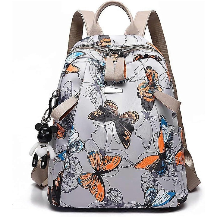 Rucsac Benobby pentru femei, cu mufa pentru casti/impermeabil, pentru calatorii de afaceri, casual, scolar, pentru femei si barbati, rucsac de zi cu buzunar antifurt (fluture)