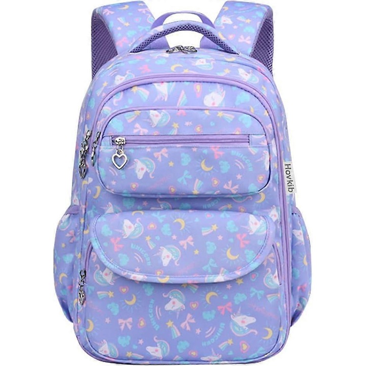 Rucsac Benobby pentru fete, ghiozdan scolar primar pentru copii, ghiozdane scolare cu imprimeu de unicorn, usoare, pentru calatorii, cadouri pentru inapoi la scoala, 5-12 ani, S