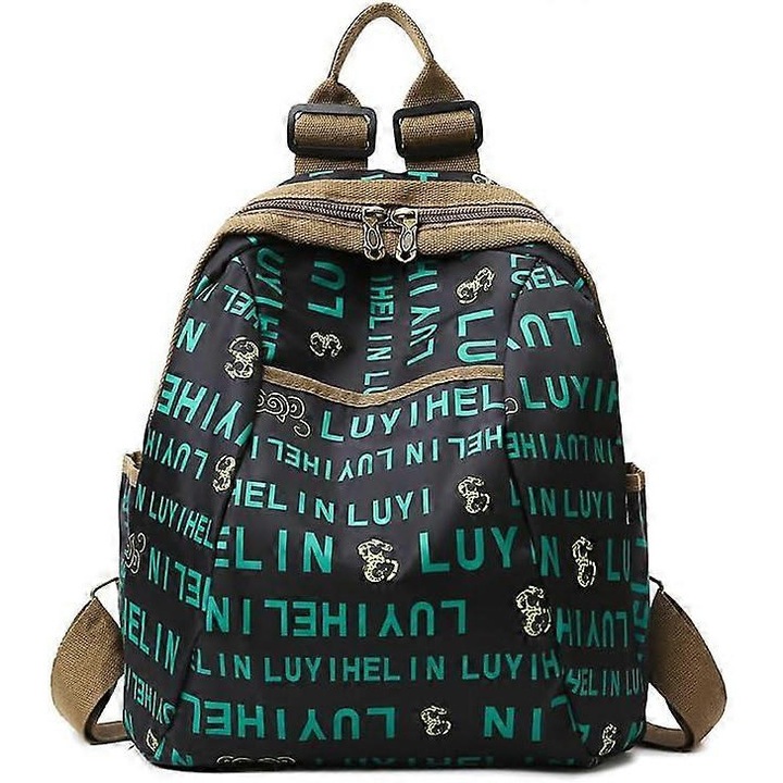 Rucsac Benobby Kids, mare, din panza Oxford, pentru femei, cu imprimeu vintage, usor, pentru calatorii, rucsac sport, casual, pentru drumetii (litera verde)