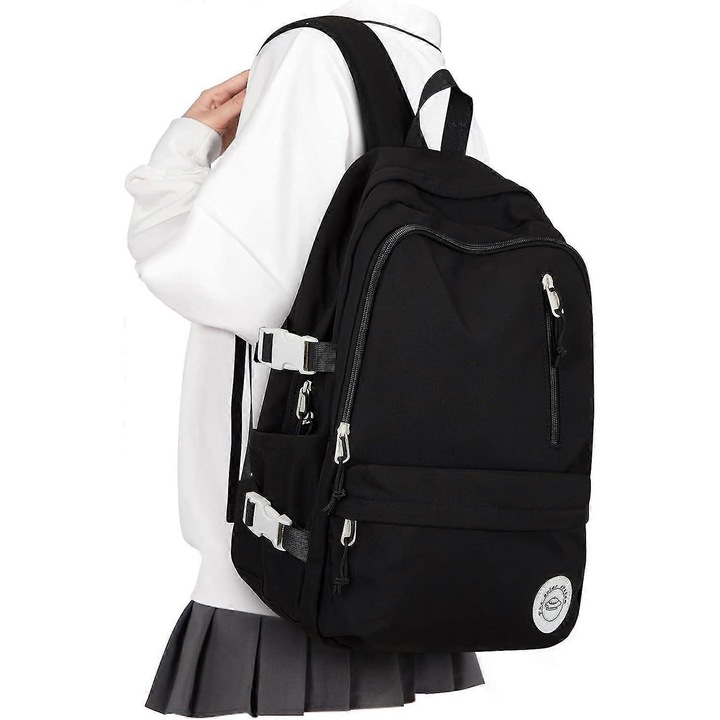 Rucsac scolar usor Benobby pentru copii, pentru femei si barbati, rucsac casual pentru laptop, rucsac de calatorie, pentru facultate, scoala secundara, ghiozdan pentru adolescente, fete si baieti, negru