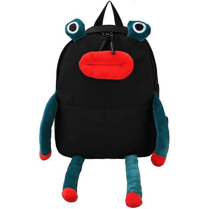 Rucsac Benobby pentru copii cu broasca, amuzant, Oxford, cu desene animate, urat si dragut, cu broasca, rucsac de cumparaturi, negru