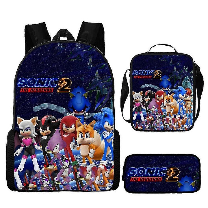 Rucsac Benobby Kids Sonic, geanta de scoala elementara Sonic, geanta de pranz, geanta pentru creioane, set de trei piese, 26-nmaov