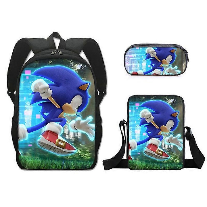 Rucsac Benobby Kids Sonic, geanta de scoala elementara Sonic, geanta de pranz, geanta pentru creioane, set de trei piese, 13-nmaov