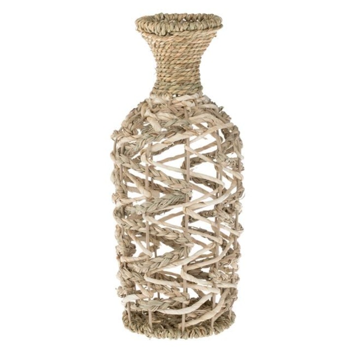 Accesoriu decorativ, vaza inalta impletita din paie, 14x35.5 cm