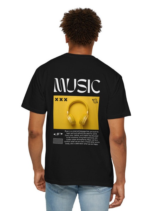 Vexor-Tricou barbati urban bumbac, negru, Music, Negru