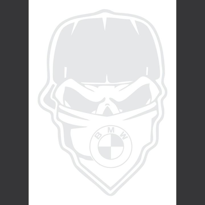 Стикер за кола BMW Череп гангстер, 20 см бял