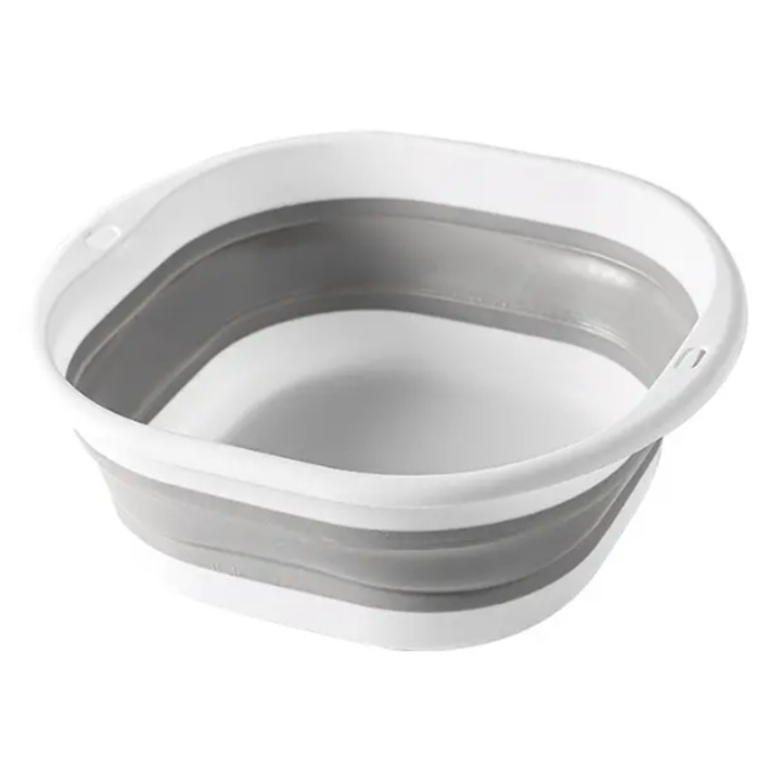 Сгъваема мивка, Многофункционална, Неплъзгаща се, Може да се окачи, Дизайн с отвор за окачване, Малка и преносима, Лесна за почистване, За баня, кухня, пътуване, PP, размер M, Сива