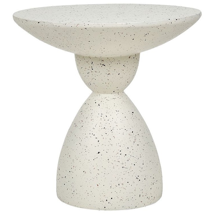 Masuta laterala cu efect terrazzo 50 cm alb-murar Caffi