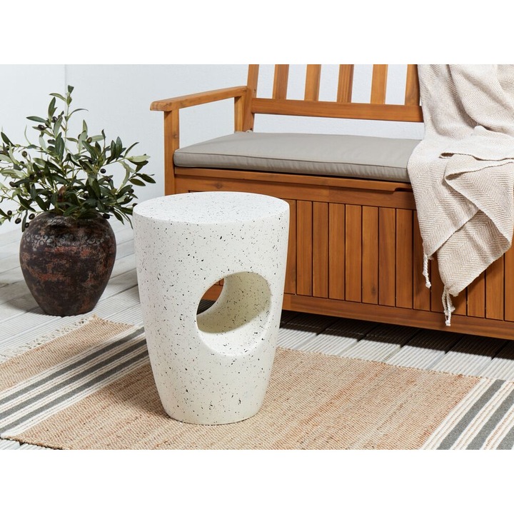 Masuta laterala de exterior cu efect terrazzo alb-murdar Edolo