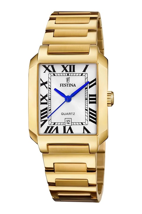 Festina, Ceas patrat din otel inoxidabil cu model unisex, Auriu