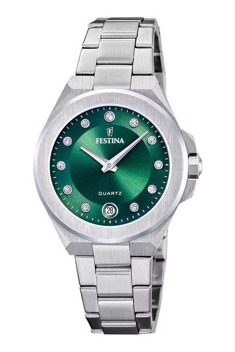Festina, Ceas din otel inoxidabil cu cristale, Argint, Argint