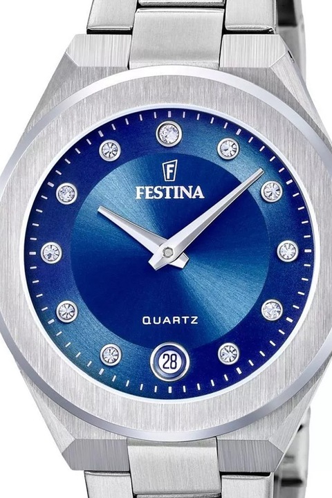 Festina, rozsdamentes acel karora kristalyokkal, ezust, Ezüstszín