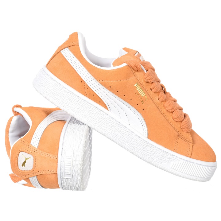 Pantofi Dama, Puma, Suede xl 395205-20, 38 EU, Multicolor, Culoare Portocalie, Alba, Material Piele Naturala, Material Textil, Material Sintetic, Sireturi, Talpa Aderenta Din Cauciuc