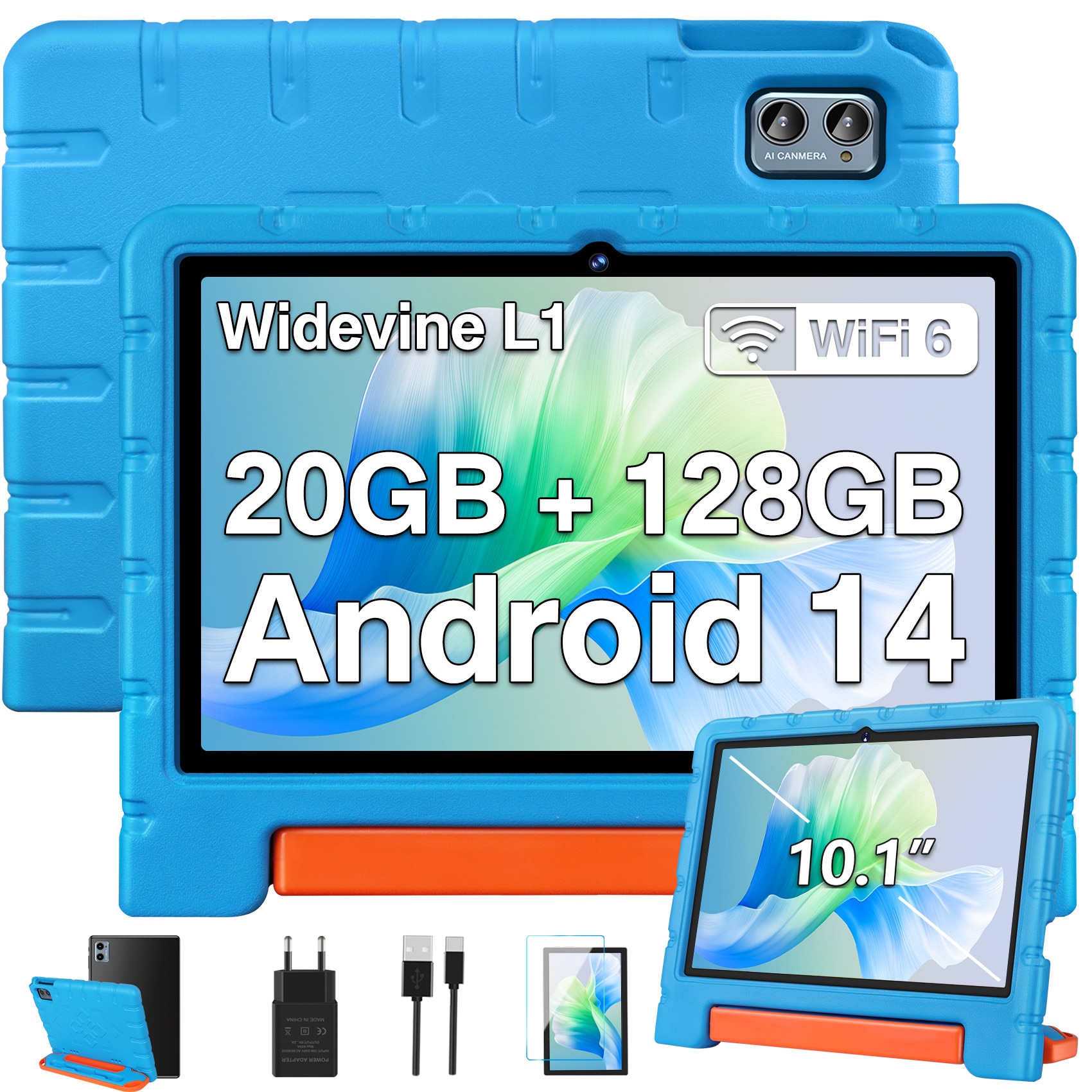 Tableta pentru copii de 10 inch, marca ZIOVO, cu Android 14, 20GB