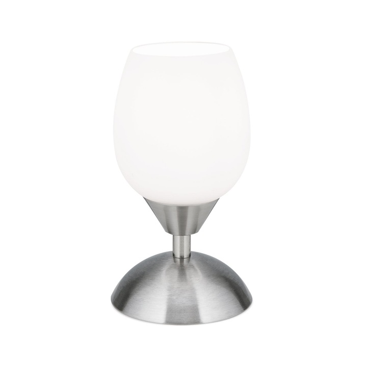 Veioza mica TULPA cu abajur sticla opal mat, E14 1x40W otel finisaj crom satinat, 20cm IP20 ORION