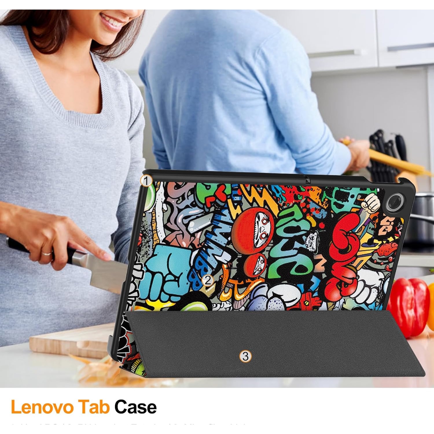 Husa tableta pentru, Lenovo Tab 10.1" 2025（TB-311FU/TB311-XU), auto functie sleep/wake tip stand, Graffiti
