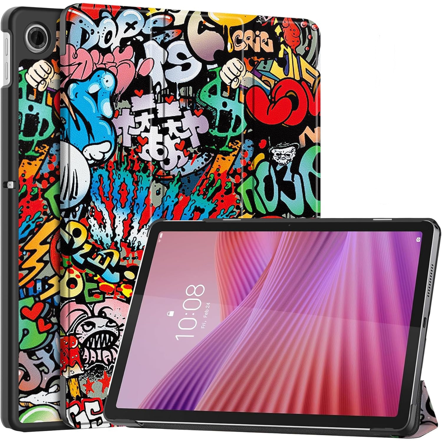 Husa tableta pentru, Lenovo Tab 10.1" 2025（TB-311FU/TB311-XU), auto functie sleep/wake tip stand, Graffiti