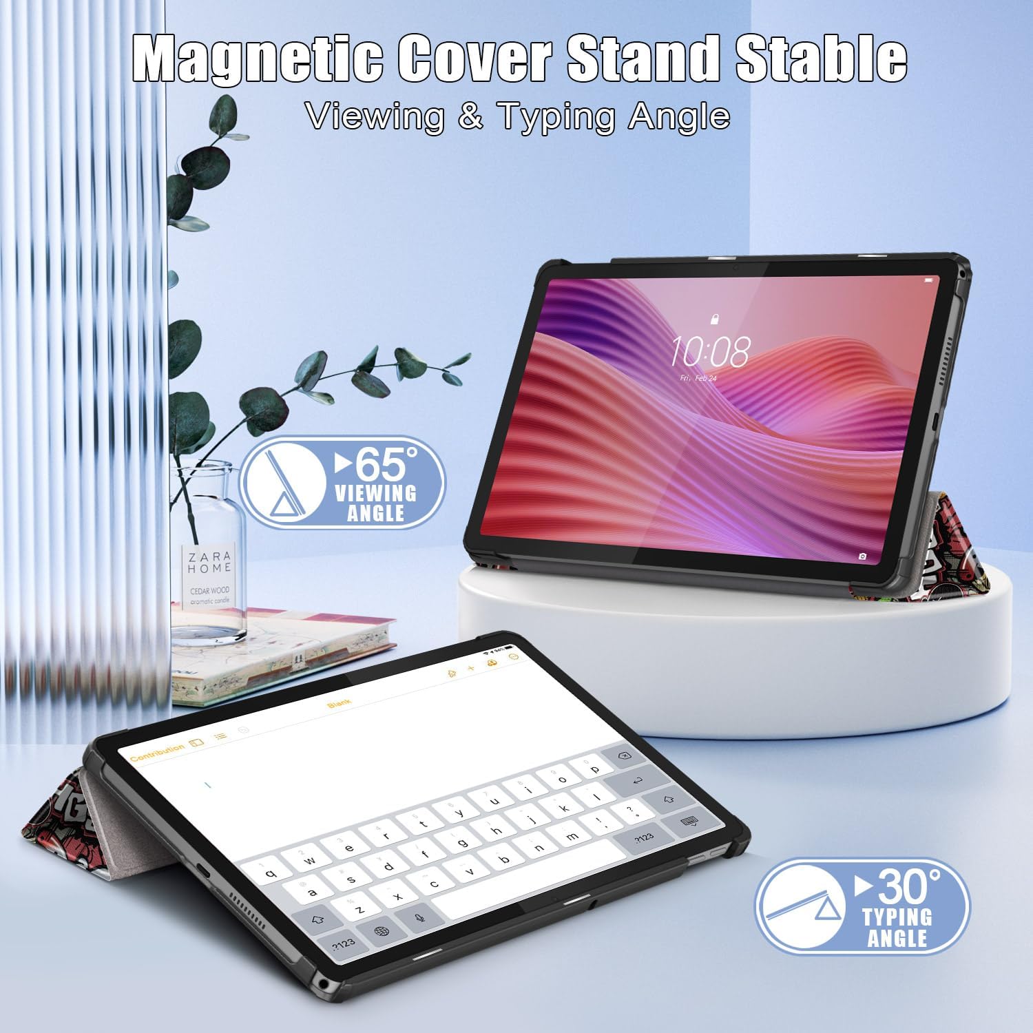 Husa tableta pentru, Lenovo Tab 10.1" 2025（TB-311FU/TB311-XU), auto functie sleep/wake tip stand, Graffiti
