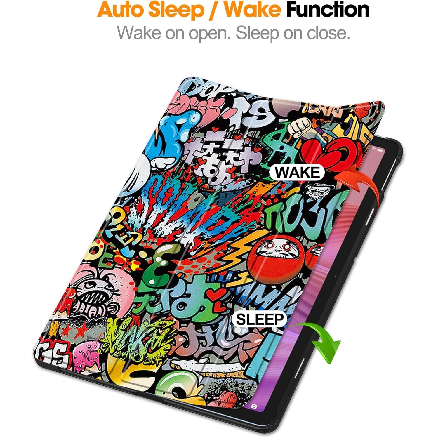 Husa tableta pentru, Lenovo Tab 10.1" 2025（TB-311FU/TB311-XU), auto functie sleep/wake tip stand, Graffiti