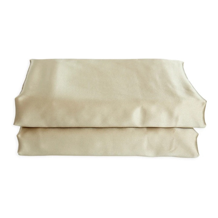 Cearceaf pat, Poohy, matase, Fara cusaturi, Auriu, 170x280 cm