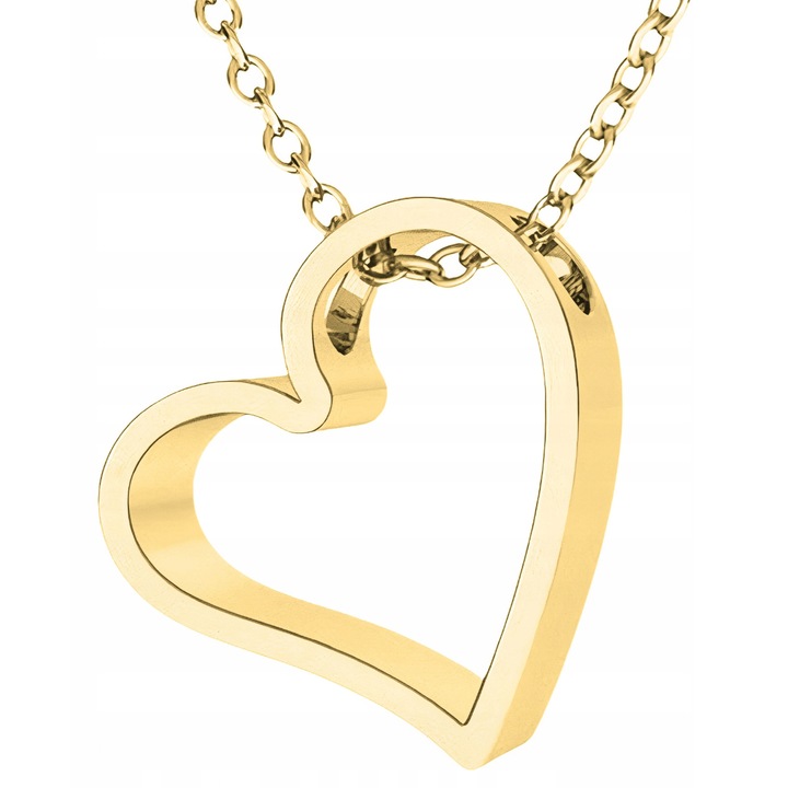 Colier Dama, Larezo, Inima, Lungime 42+3 cm, Dimensiuni Pandantiv 17x17 mm, Argint 925, Acoperire Aur 585, Motiv Dragoste, Cutie Pentru Bijuterii, Certificat De Calitate, Bijuterie Pentru Femei, Auriu