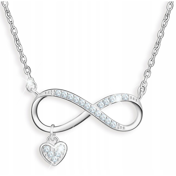 Colier Dama, Larezo, Model Infinit Cu Inima Si Argint 925 Placat Cu Aurdwqfq, Argintiu, 45 CM