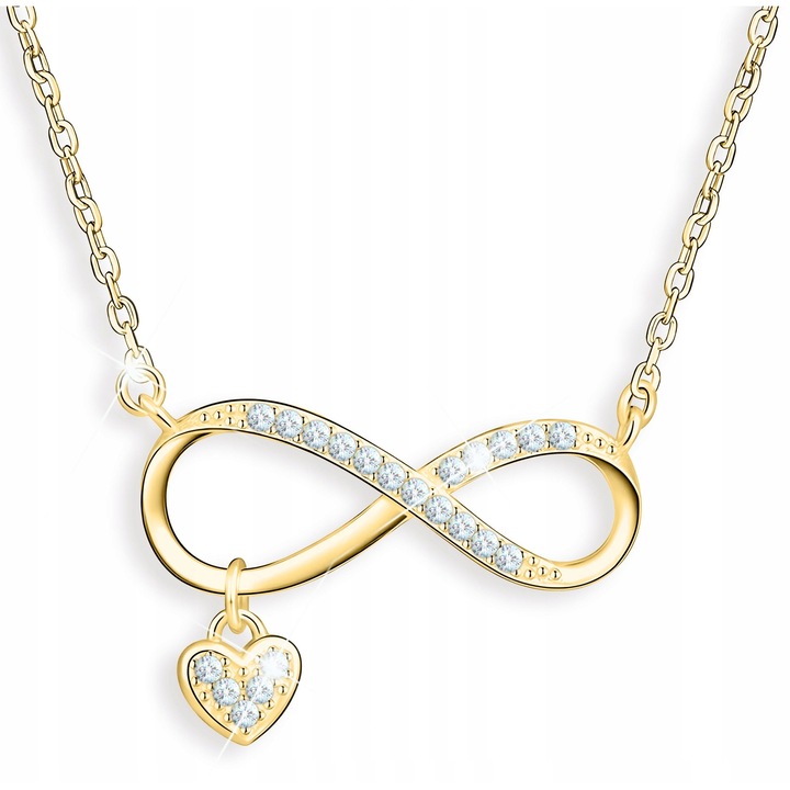 Colier Dama, Larezo, Model Infinit Cu Inima Si Argint 925 Placat Cu Aurdwqfq, Auriu, 45 CM