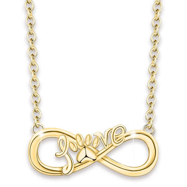 Colier Dama, Larezo, Pandantiv, Labuta De Caine Sau Pisica, Argint 925 Placat Cu Aur Cadou Iubitori Animale, Auriu