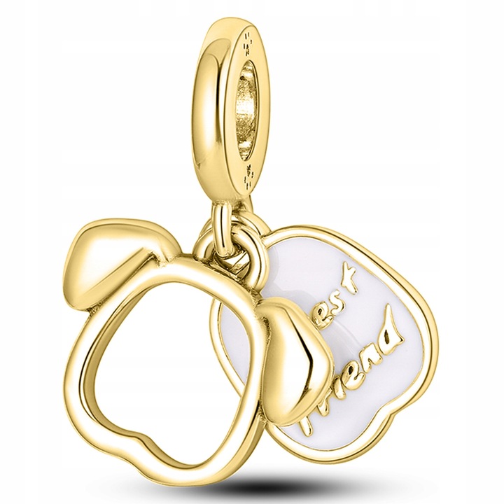 Talisman Charm, Pandantiv Bratara, Larezo, Caine, Argint 925, Acoperire Aur Motiv Cutie De Bijuterii, Certificat De Calitate, Bijuterie Pentru Femei, Aur, Auriu, 0.5 cm