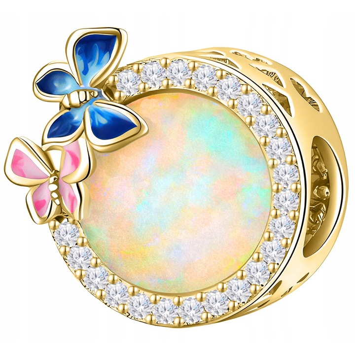 Talisman Charm, Pandantiv Bratara, Larezo, Fluturas, 10.5x10.5x5 mm, Argint 925, Acoperire Aur 585, Greutate 2.7 g, Cutie De Bijuterii, Certificat De Calitate, Bijuterie Pentru Femei, Auriu