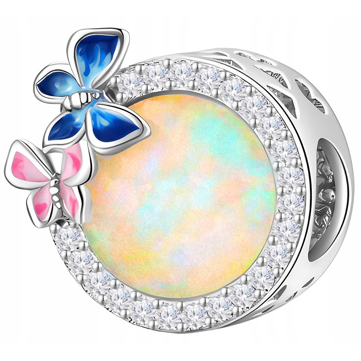 Talisman Charm, Pandantiv Bratara, Larezo, Fluture, 10.5x10.5x5 mm, Argint 925, Greutate 2.7 g, Antialergic, Lustruit Manual, Cutie De Bijuterii, Certificat De Calitate, Bijuterie Pentru Femei, Argintie